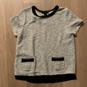 Soft Knit Short Sleeve Top - Black and Gray